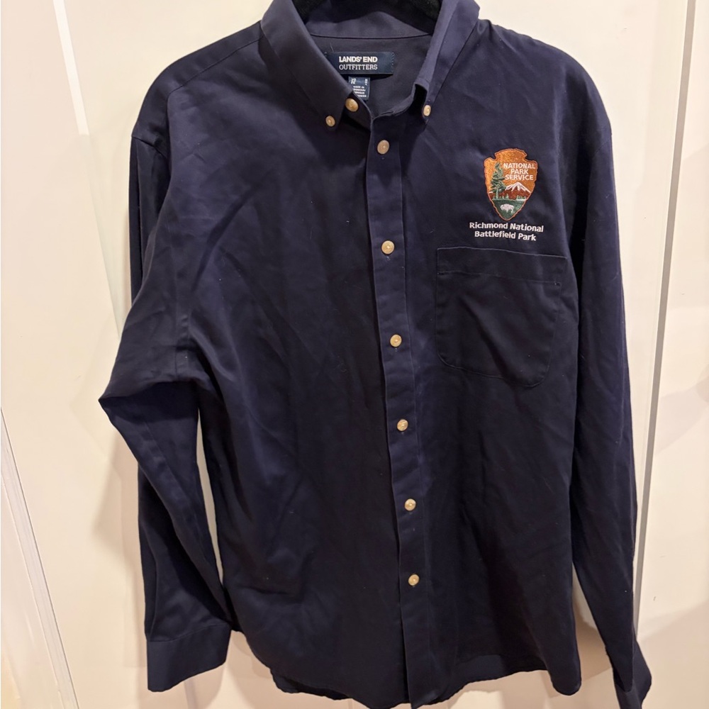 Lands' End Men's Dark Blue Richmond National Battlefield Park/ NPS Shirt
